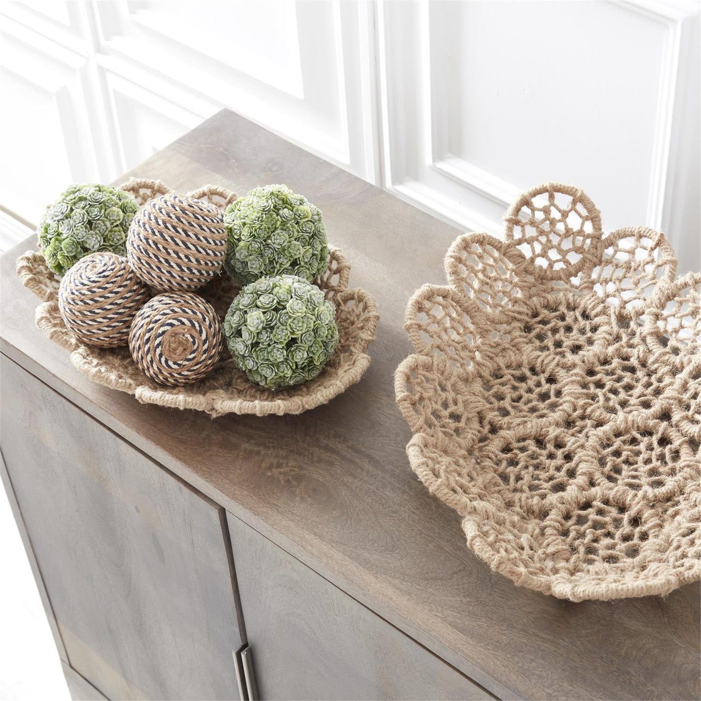 Iron Framed Jute Braided Nesting Trays