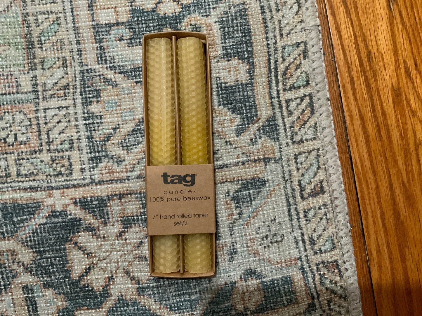 Hand Rolled Beeswax Taper Candles - set of 2