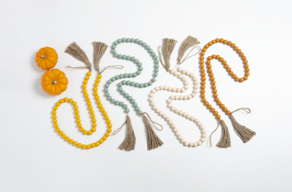 Wood Beaded Garland with Tassel