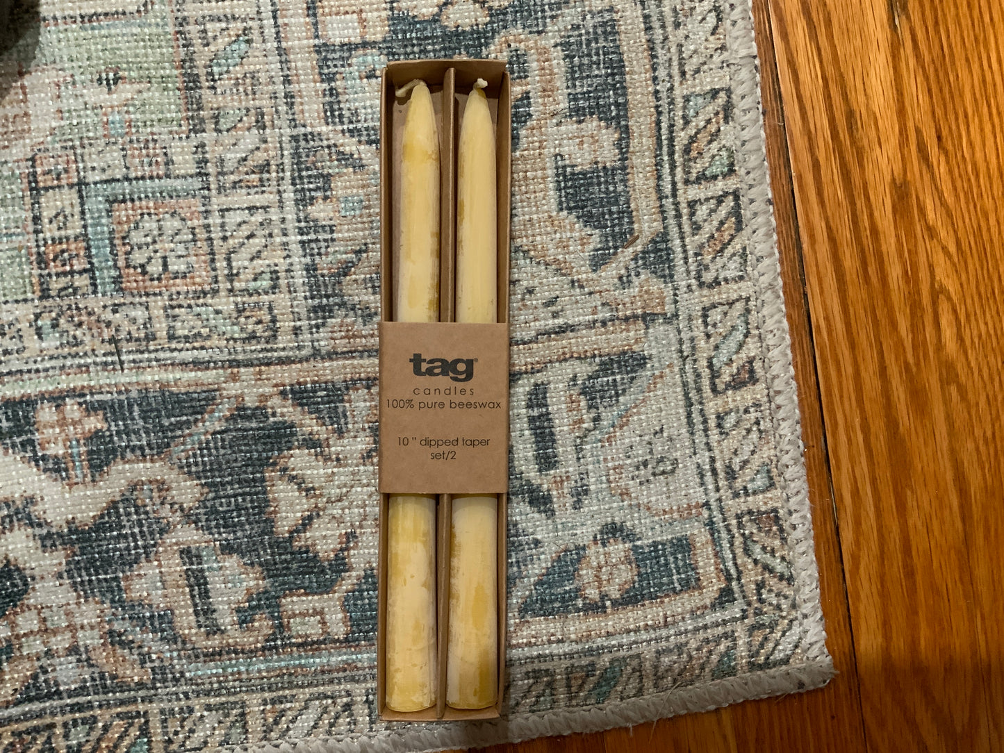 Beeswax "Dipped" Taper Candles - set of 2