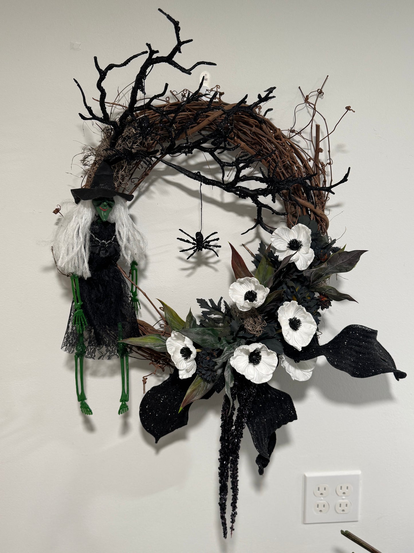 Halloween Wreath with Witch and spiders