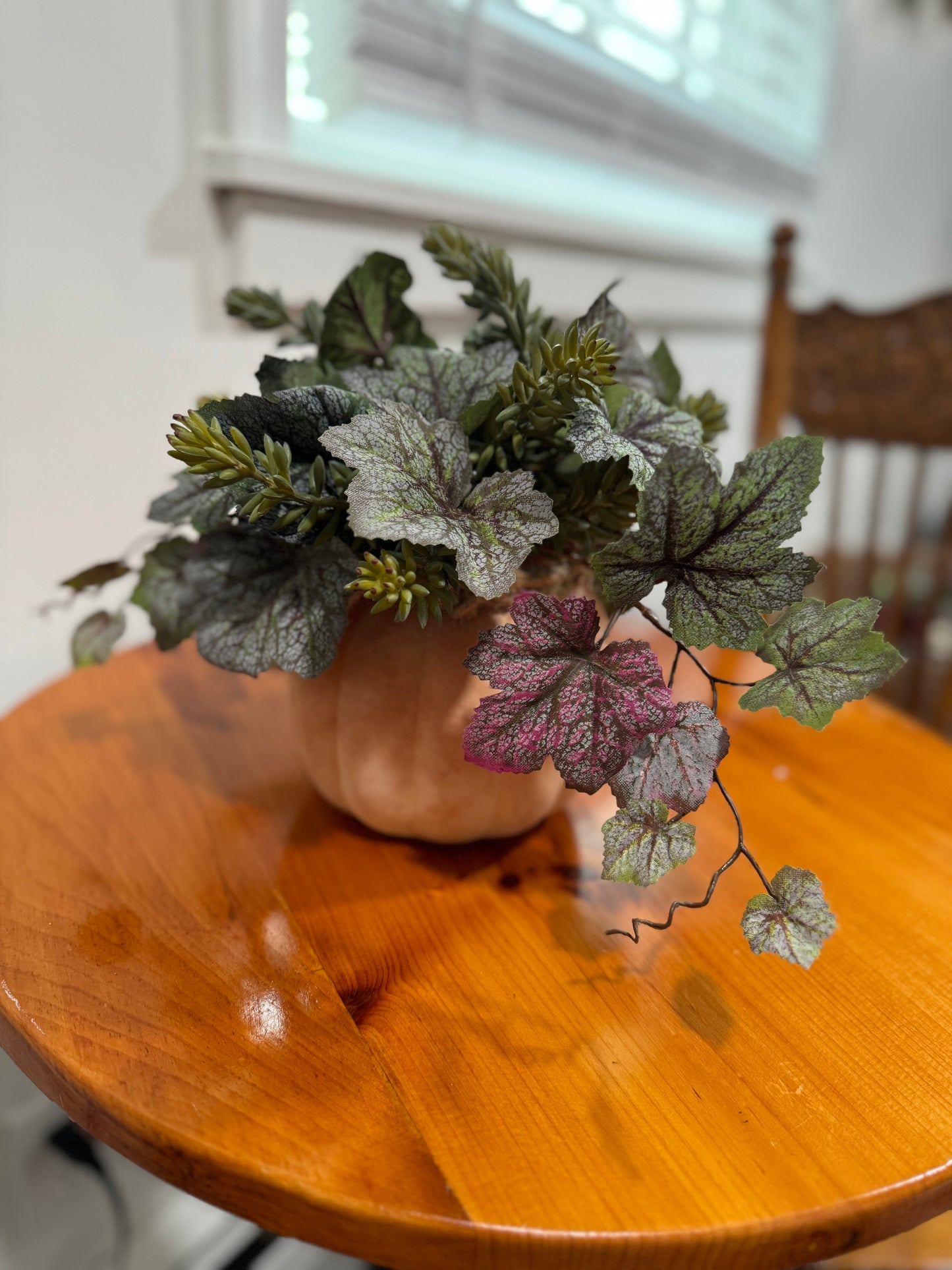 Succulents and Greens in Frosted Pumpkin