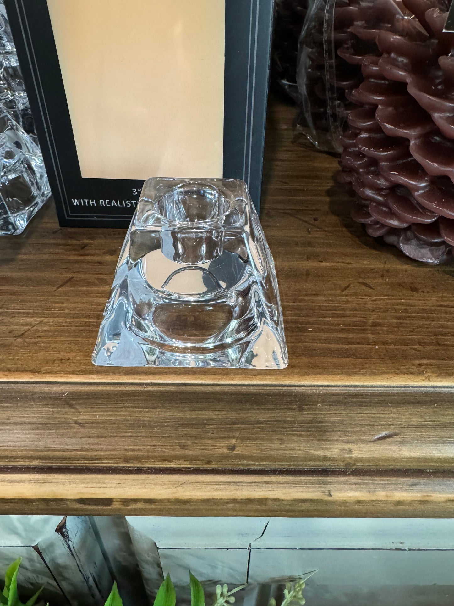 Clear Glass Taper or Tealight Holder