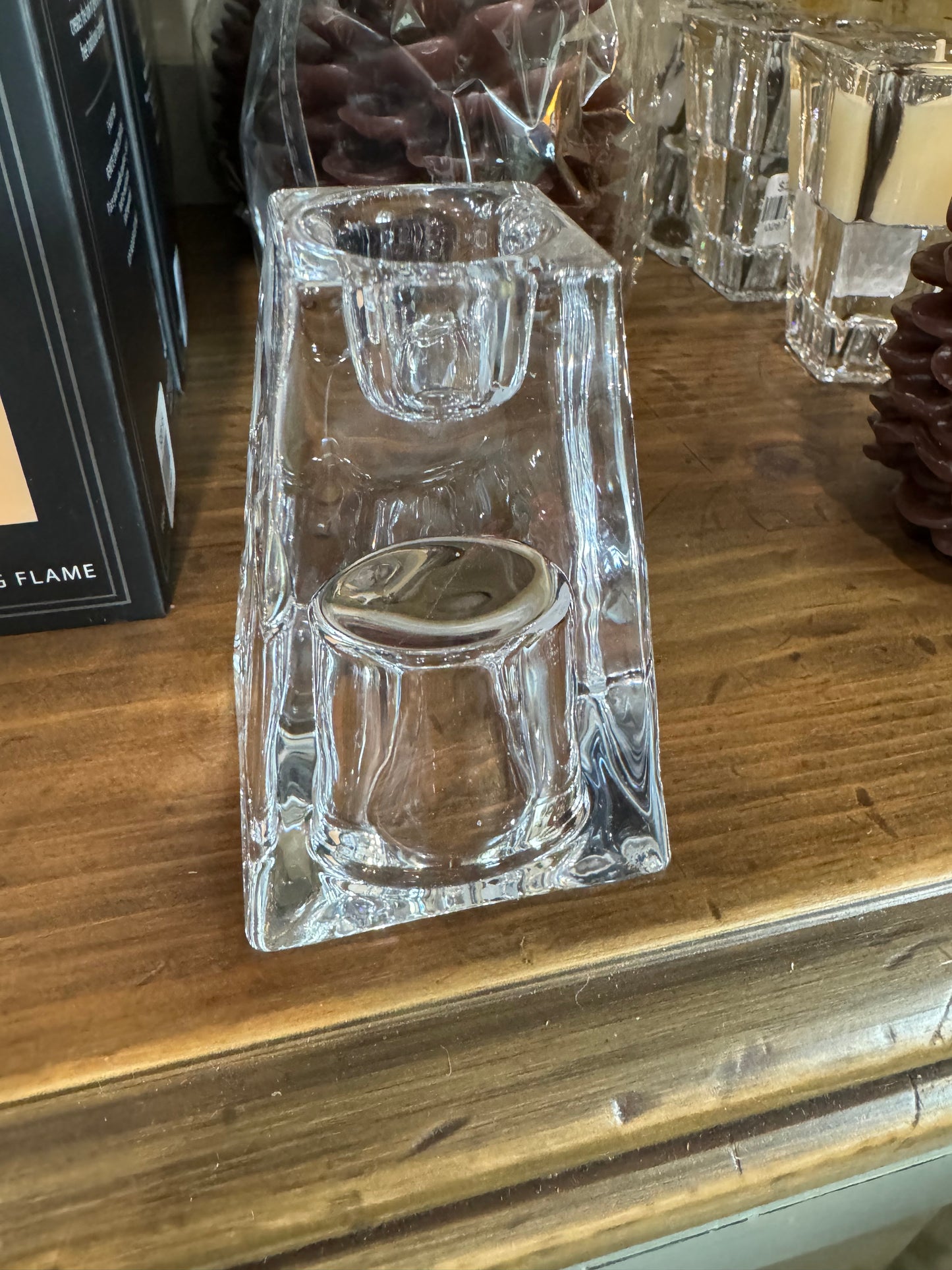 Clear Glass Taper or Tealight Holder