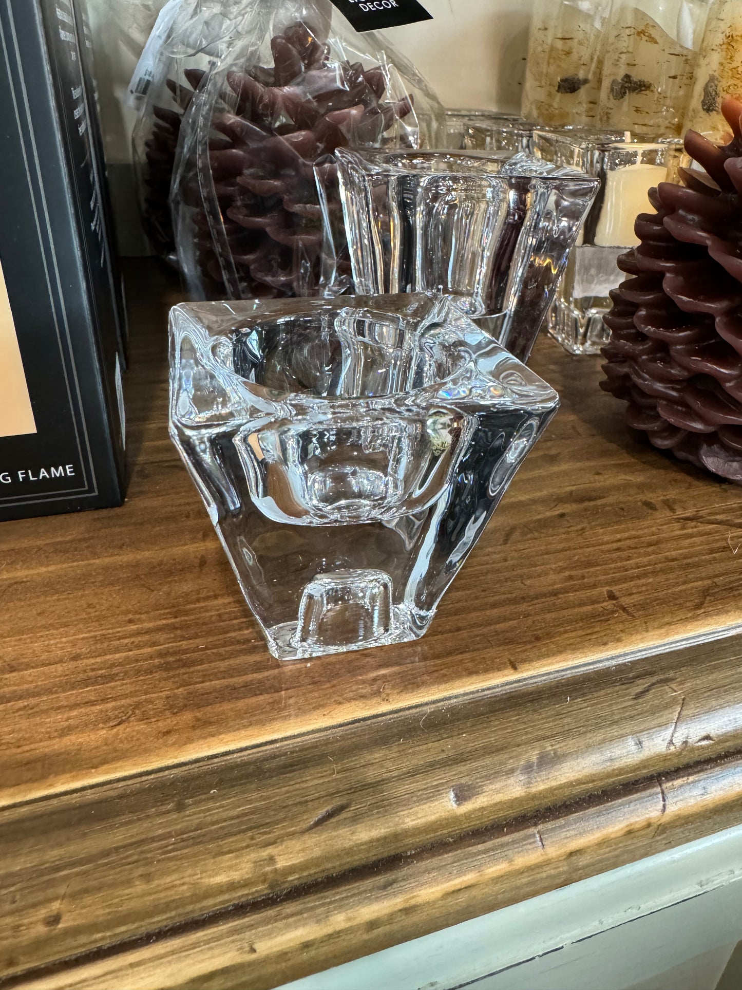 Clear Glass Taper or Tealight Holder