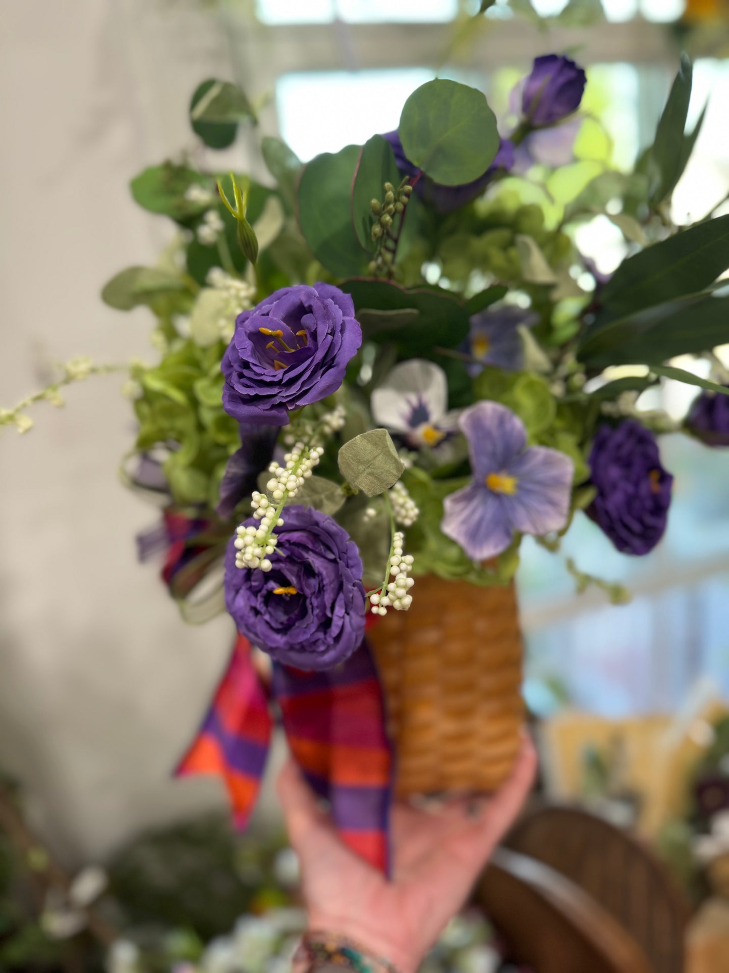 Purple Flowers wall basket