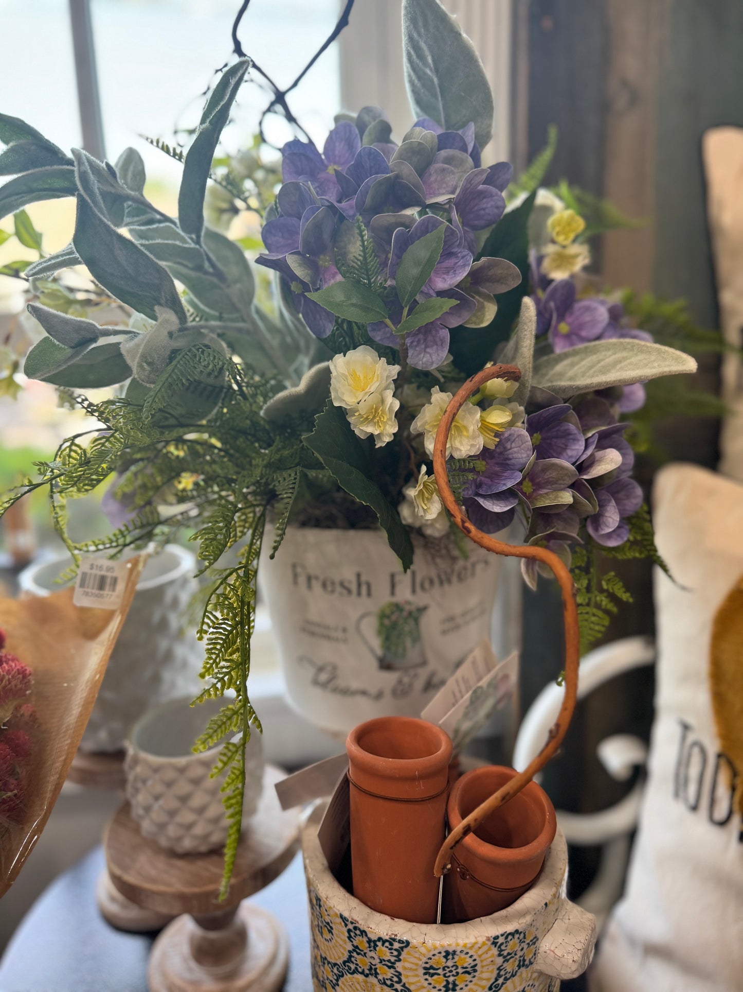 Hydrangea and Apple Blossom centerpiece