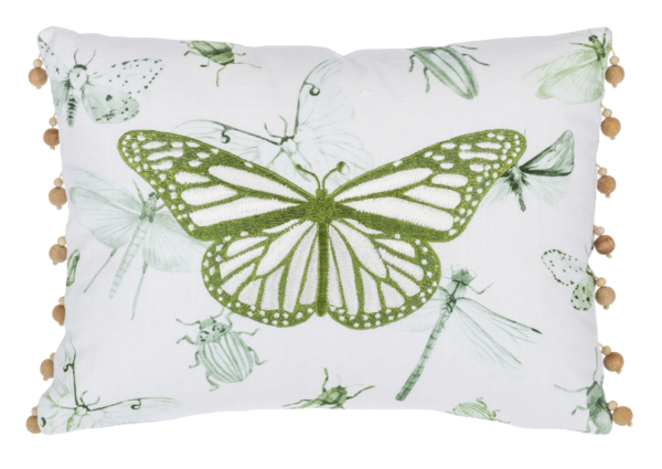 Embroidered Insect Lumbar Pillow