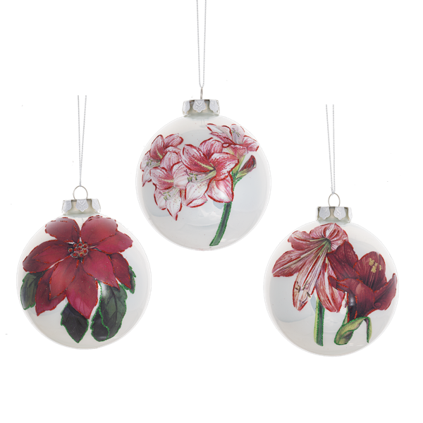 FLORAL BALL GLASS ORNAMENT