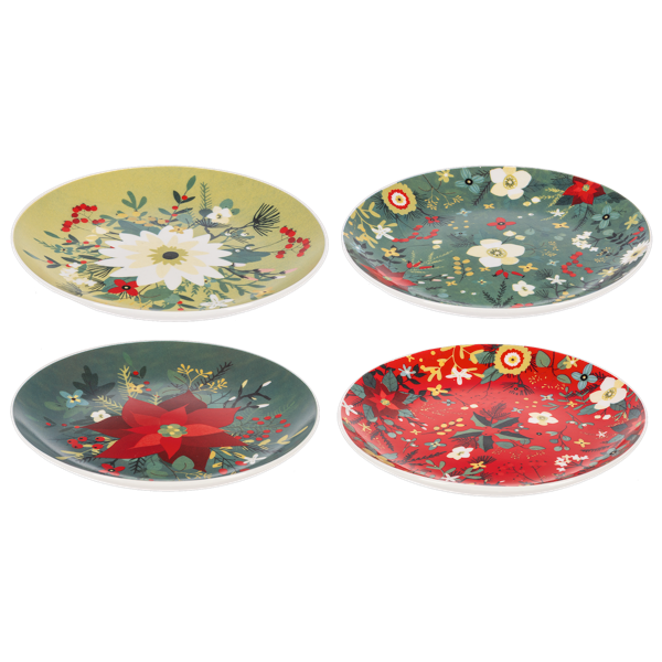 CERAMIC BOTANICAL CHRISTMAS PLATE - assorted styles