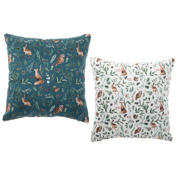 Woven Woodland Animal Pillow 12"x12"