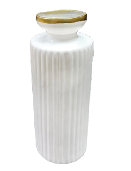 White with Gold Rimmed Bud Vases