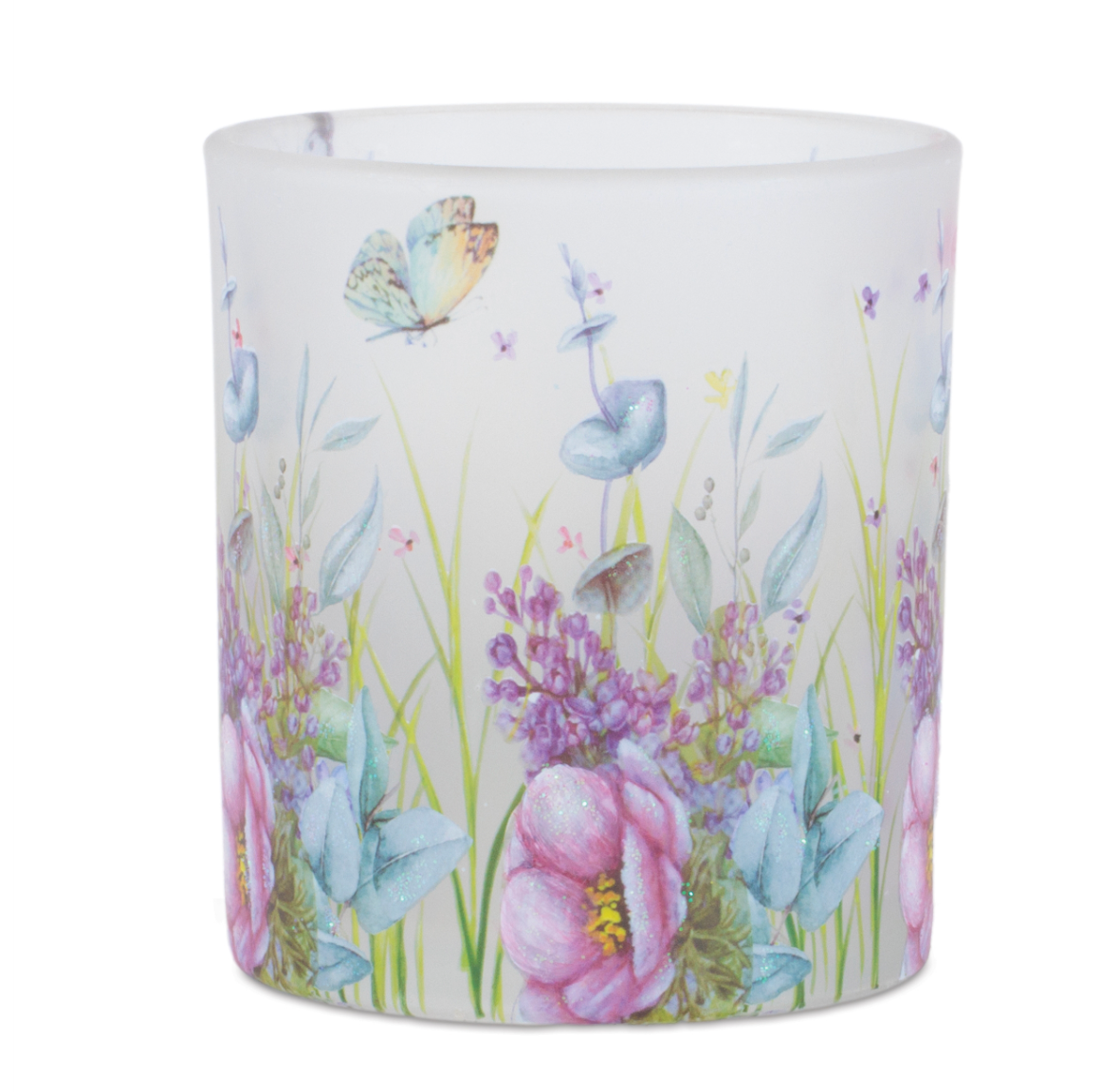 Floral Motif Glass Votive Holder
