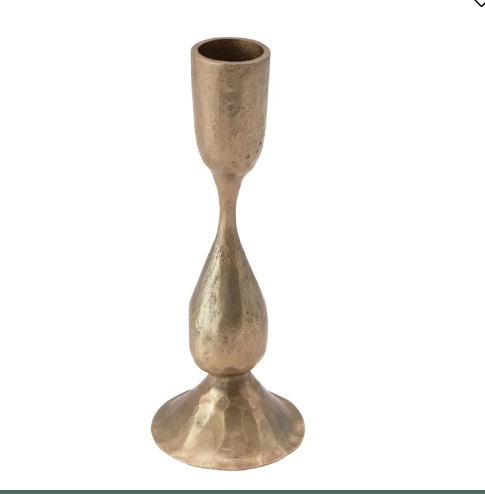 Hand-Forged Iron Taper Holders, Antique Brass Finish