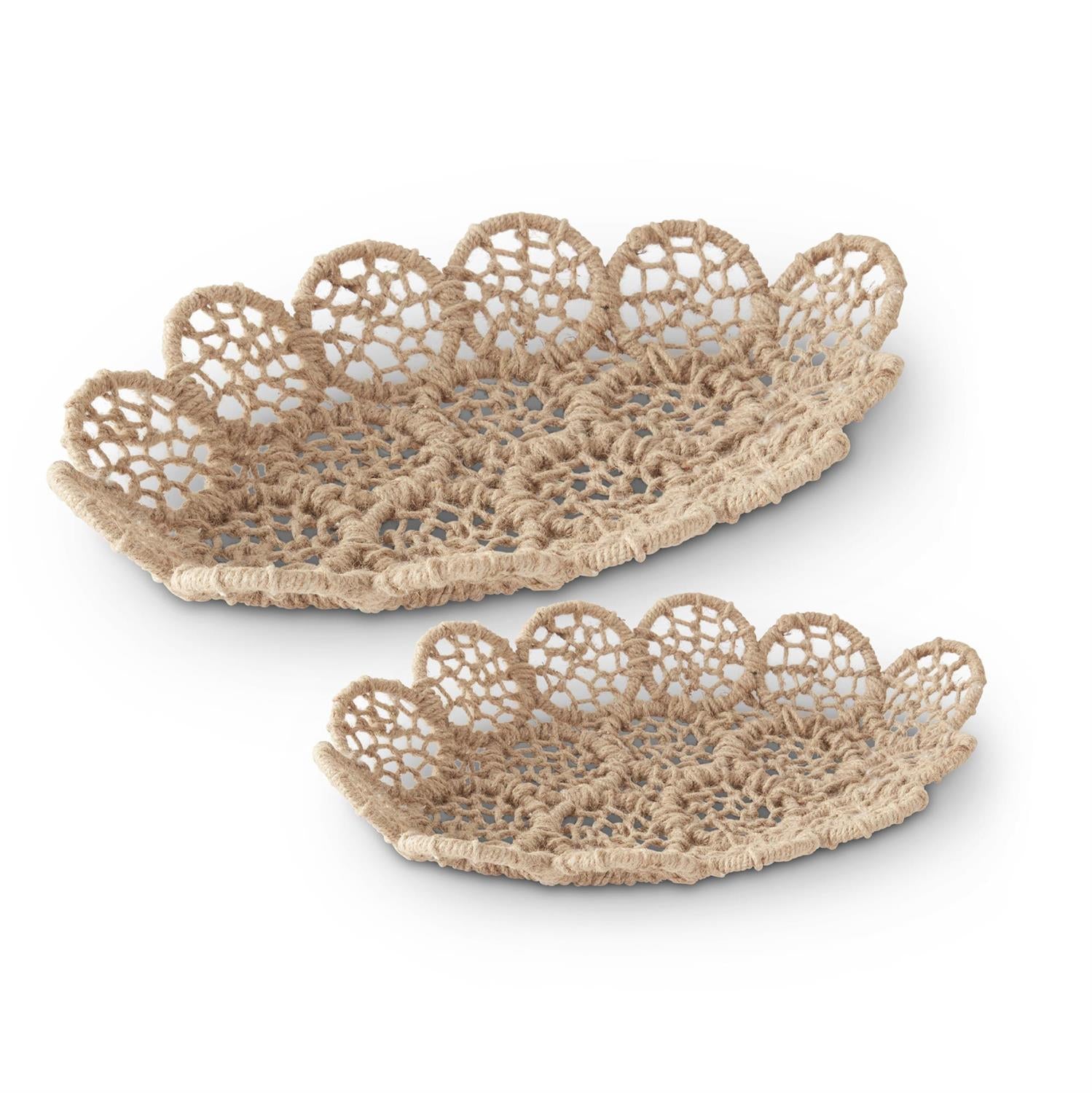 K&K Interiors Iron Framed Jute Braided Nesting Trays