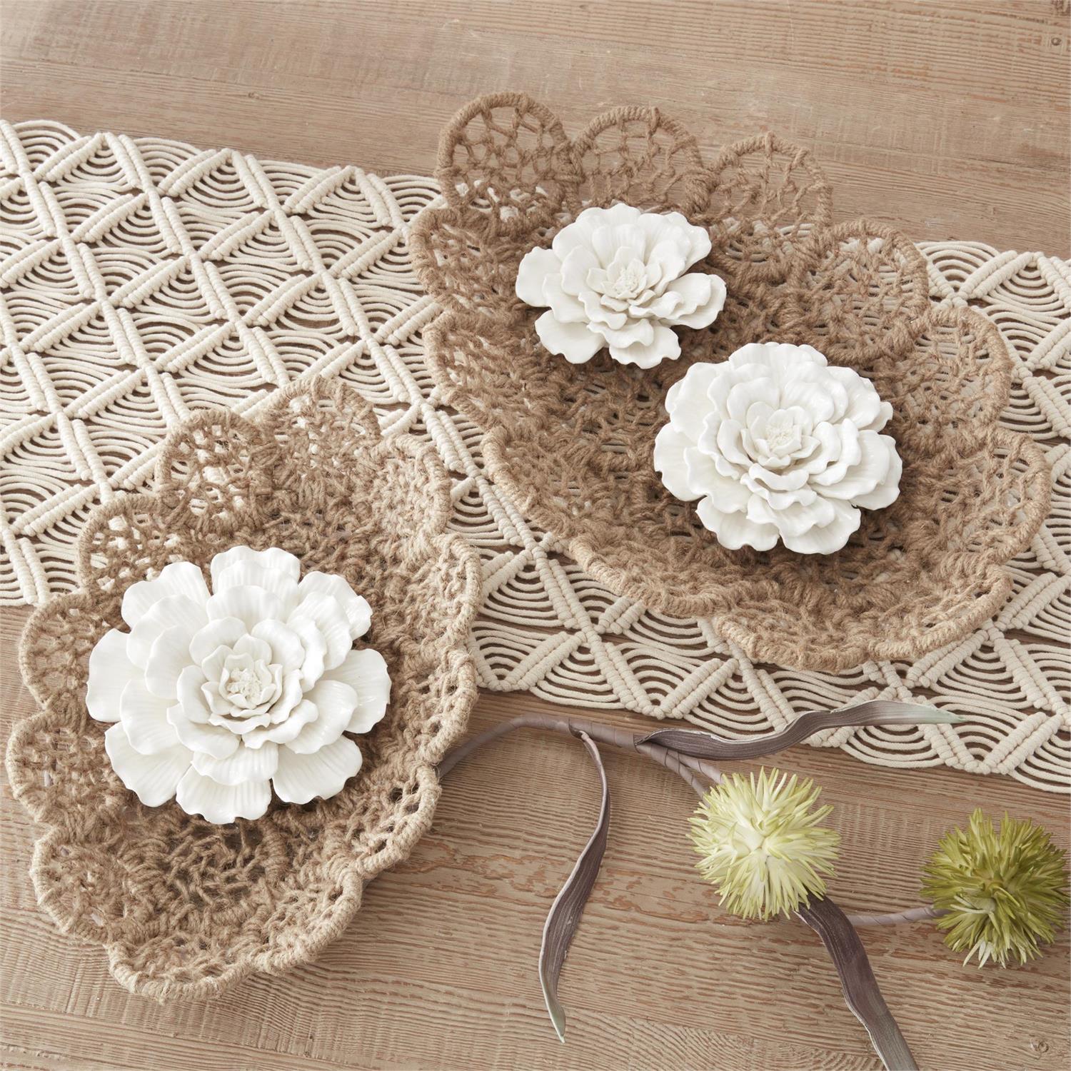 K&K Interiors Iron Framed Jute Braided Nesting Trays - Thumbnail 2