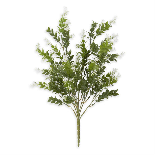 19 Inch Mint Leaf & White Berries Bush