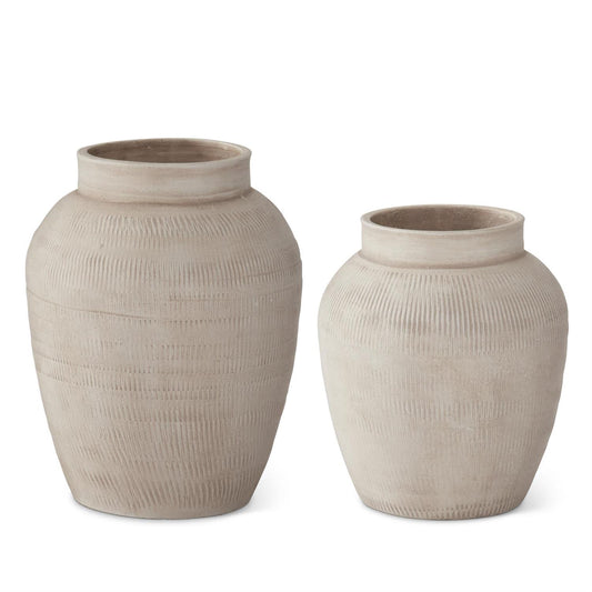 Textured Cream Terracotta Vases