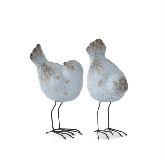 Assorted Weathered Blue Terracotta Birds