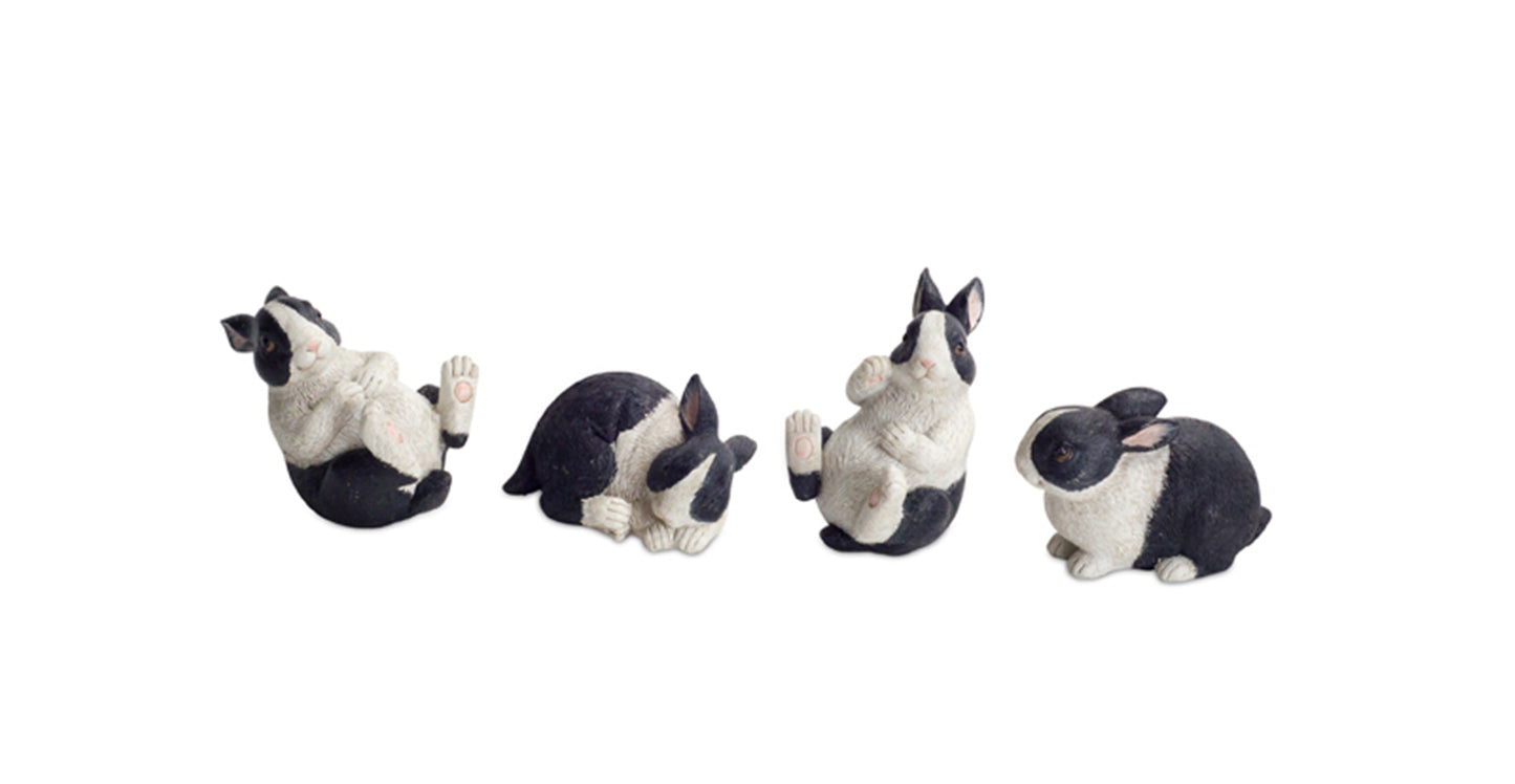 Black & White Resin Rabbits