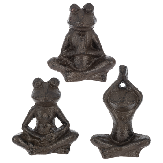 Cast Iron Yoga Frog Figure