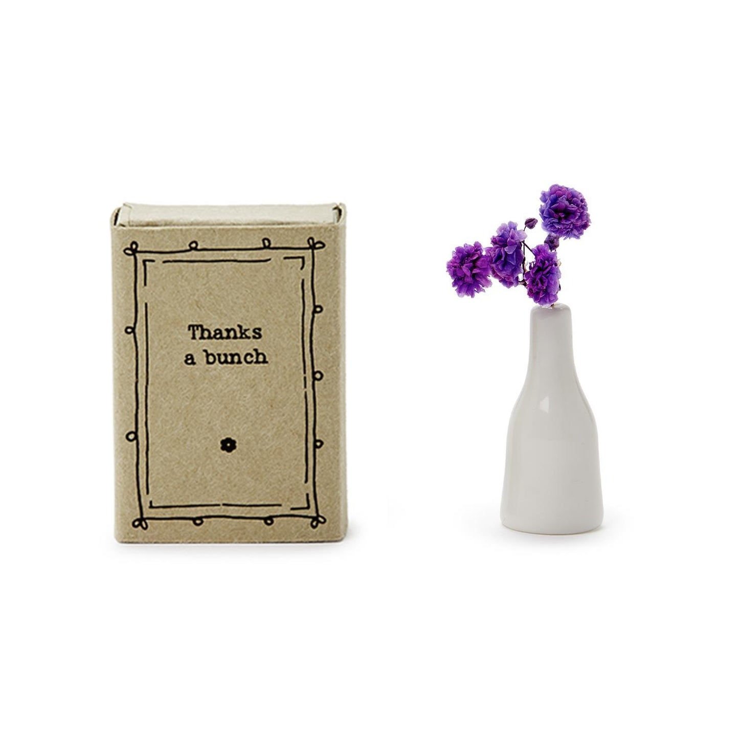 Lovely Matchbox Vase with Dried Flowers in Gift box Asst 4 Sayings