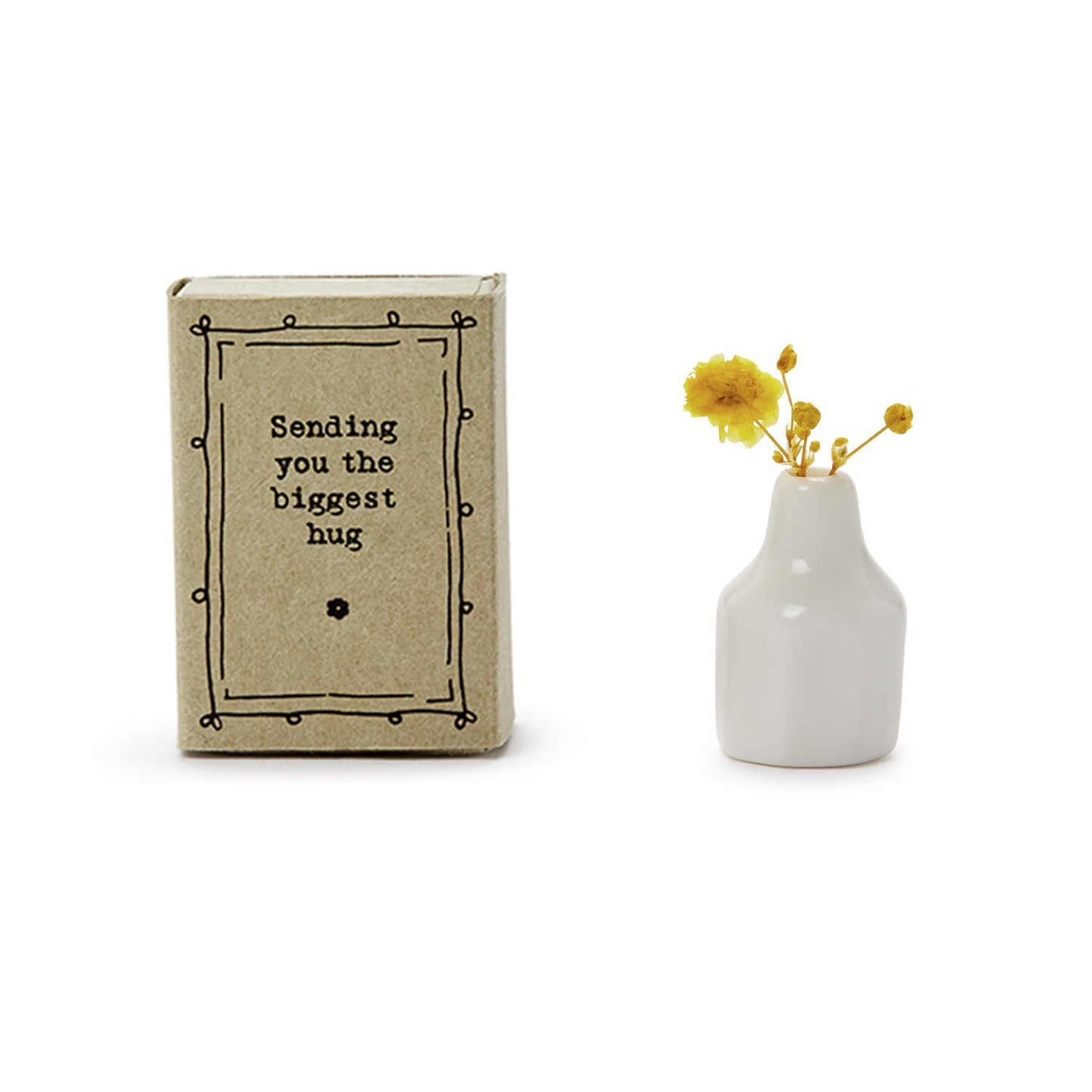 Lovely Matchbox Vase with Dried Flowers in Gift box Asst 4 Sayings