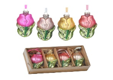 Glass Tulip Ornament Set
