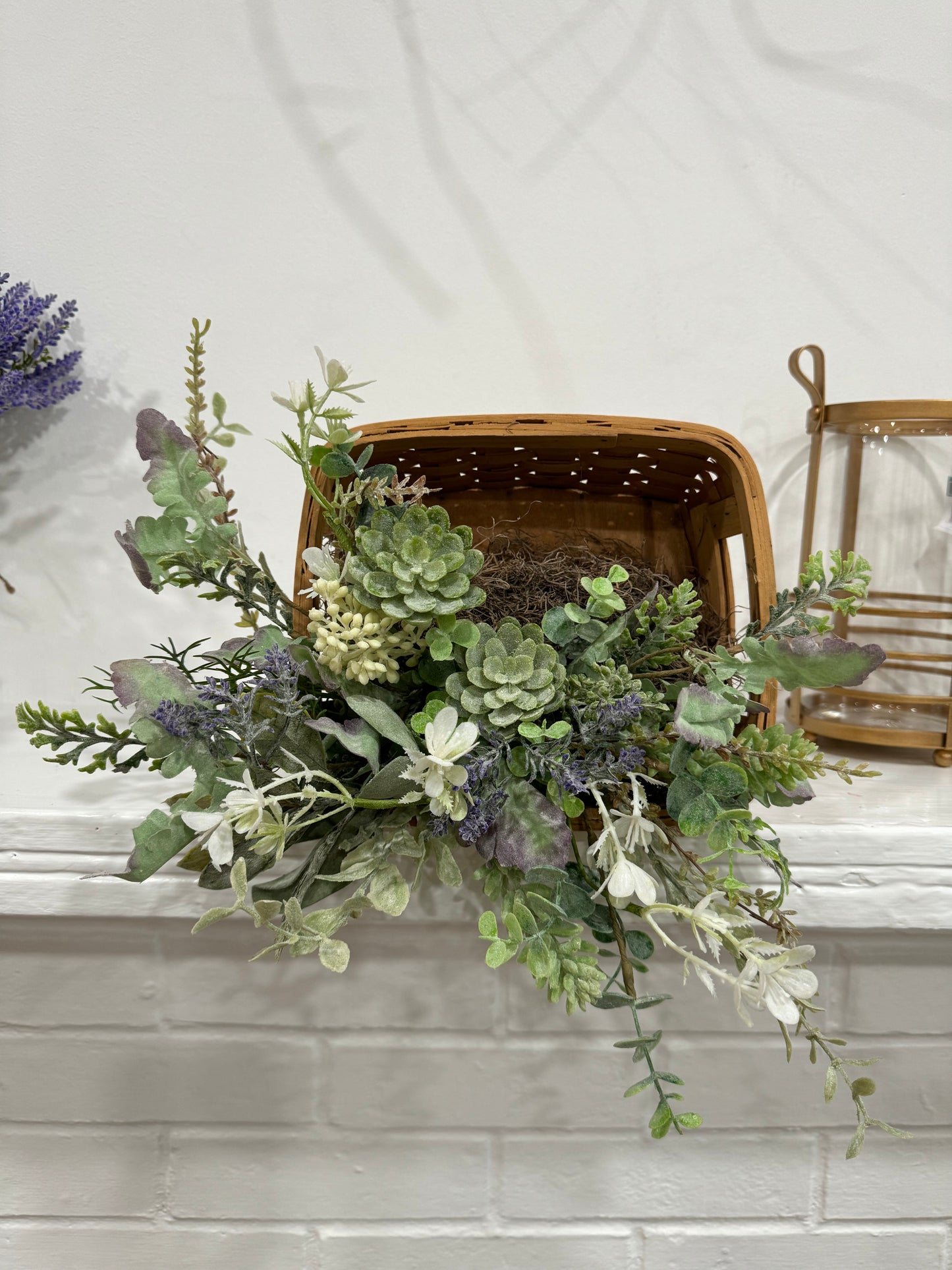Mixed Eucalyptus and Succulent basket