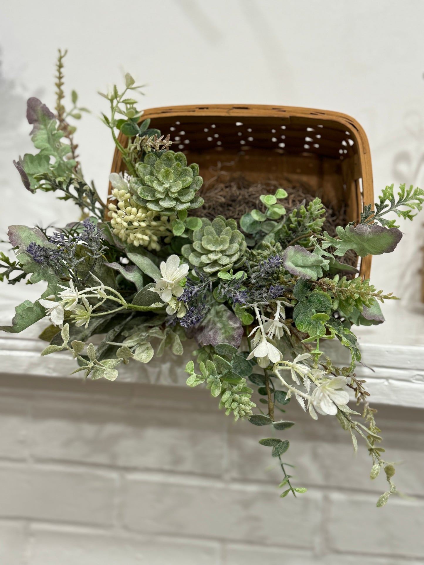 Mixed Eucalyptus and Succulent basket
