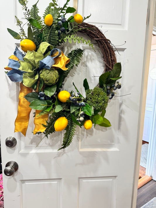 Large Fern and Lemon Wreath