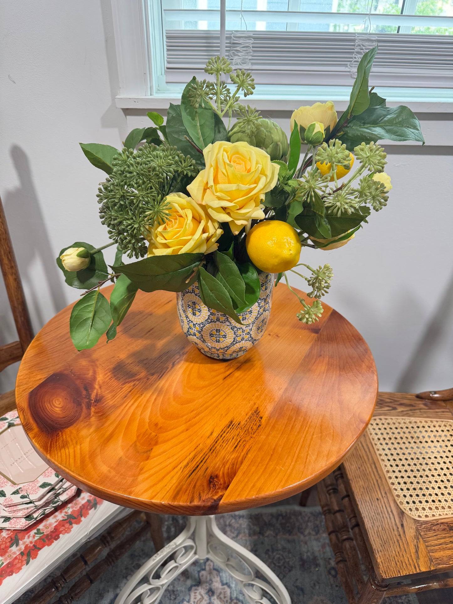 Lemons, Roses, and Ranunculus Arrangement
