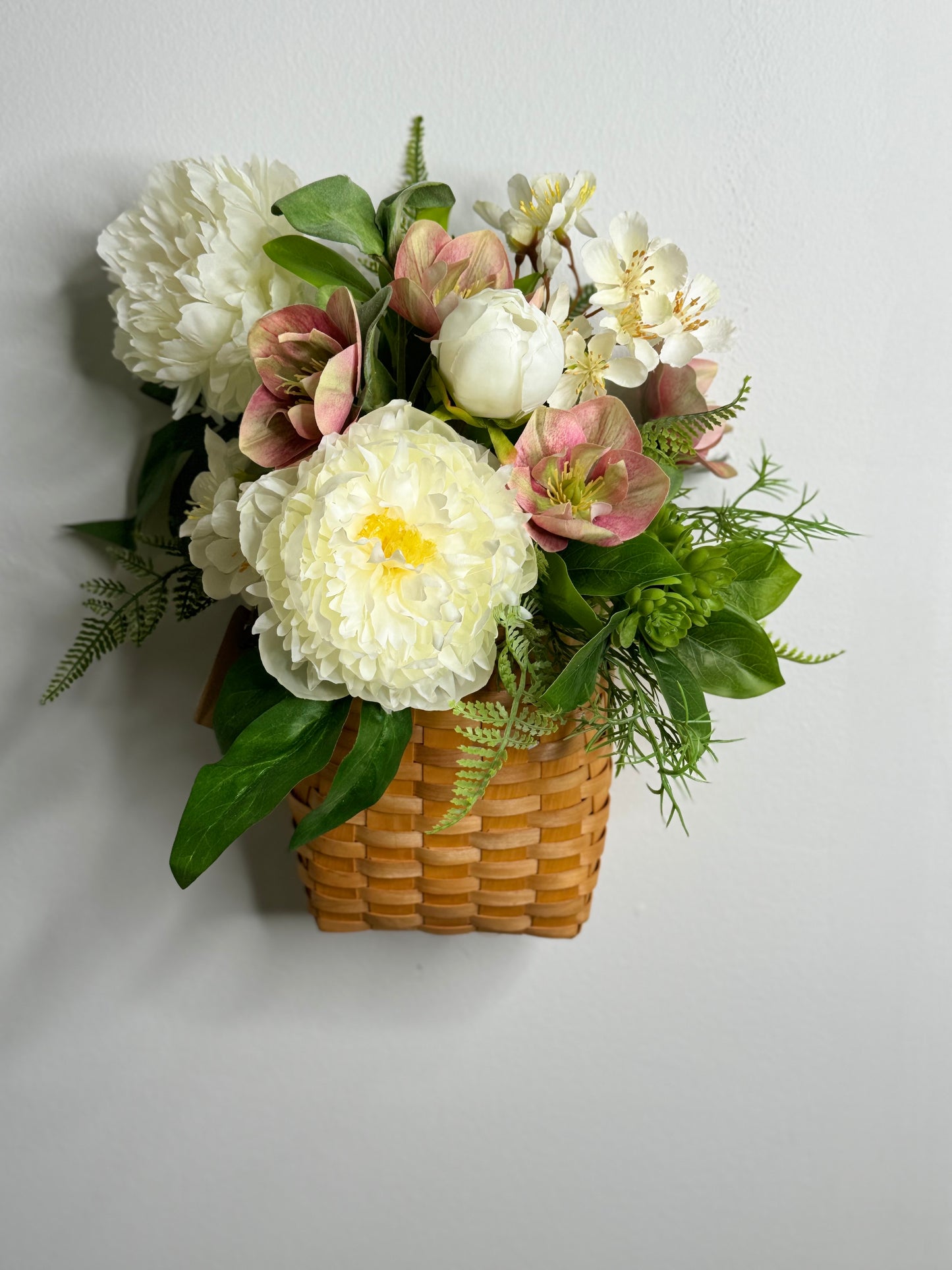 Peony and hellebore basket