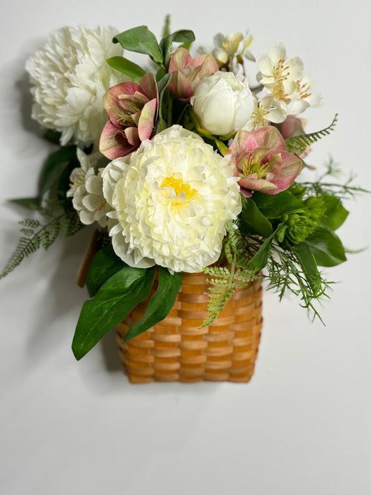 Peony and hellebore basket