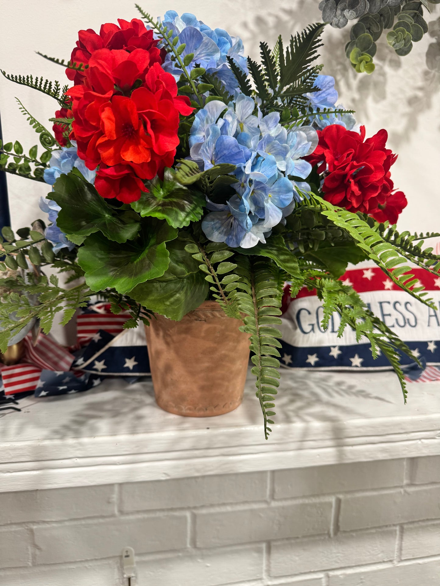 UV Safe Red, White, and Blue Floral Arrangement