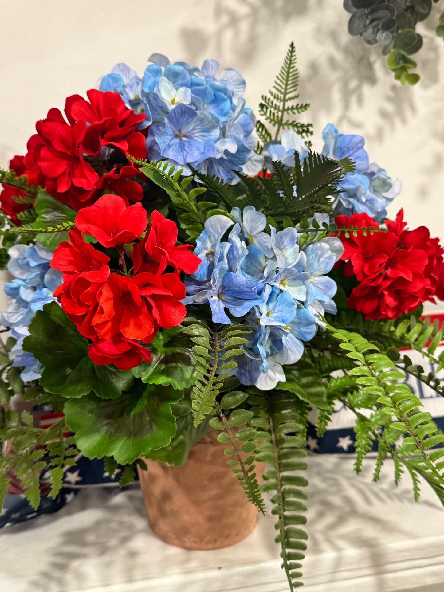 UV Safe Red, White, and Blue Floral Arrangement