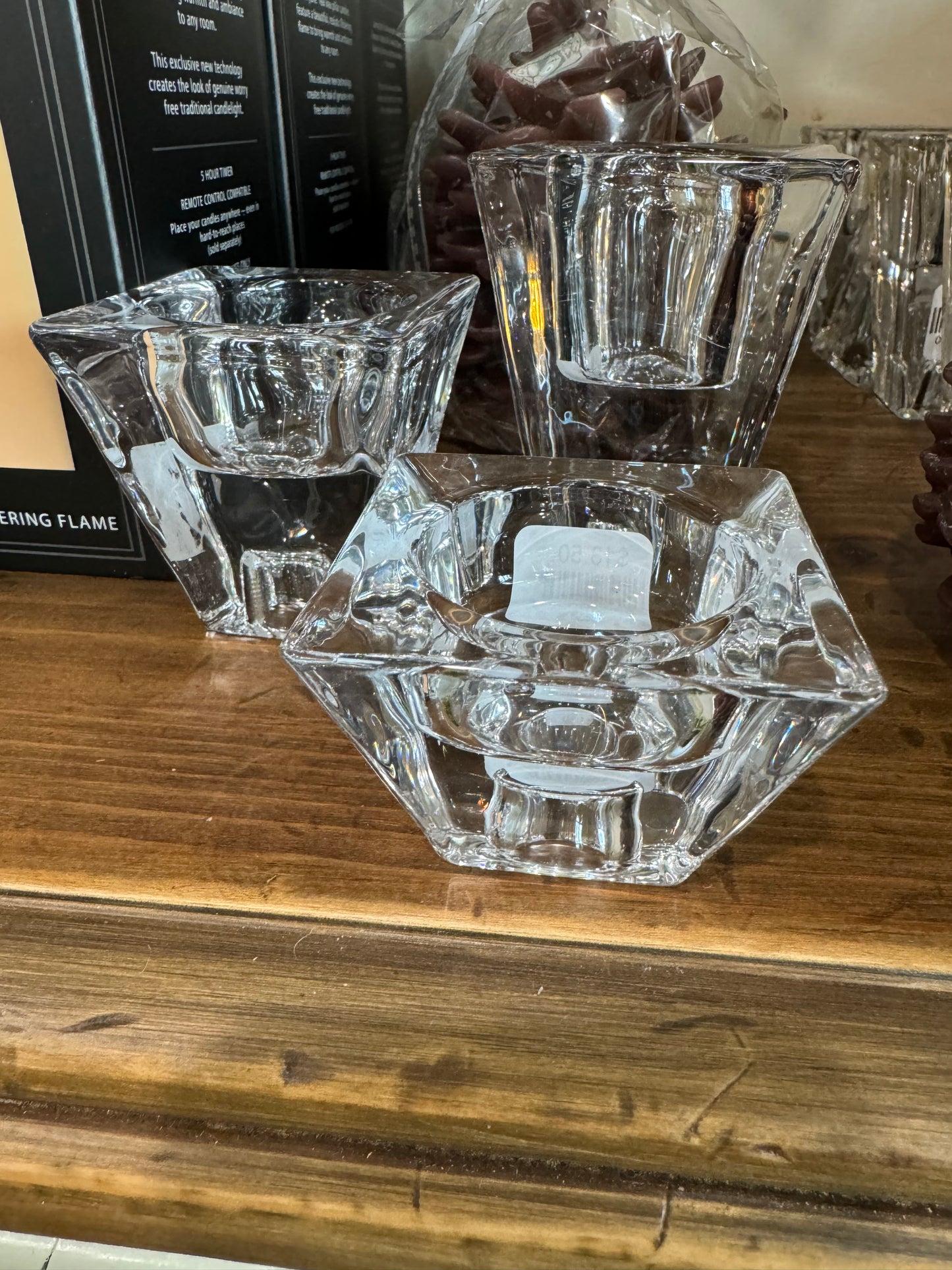 Clear Glass Taper or Tealight Holder