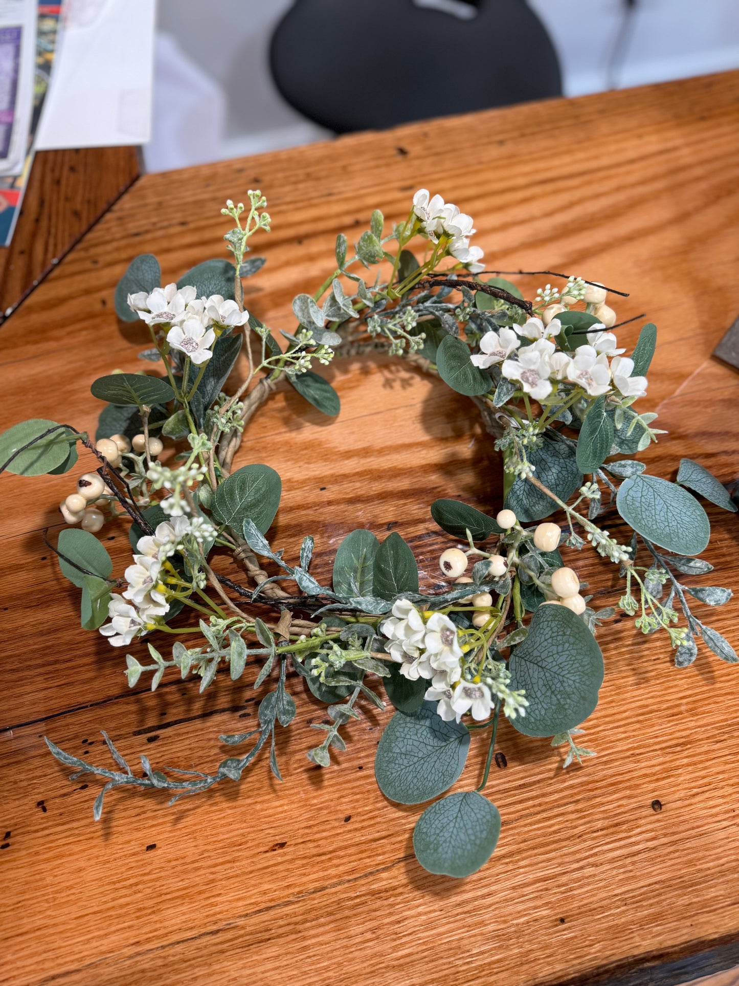 6.5" EUCALYPTUS/WAXFLOWER RING