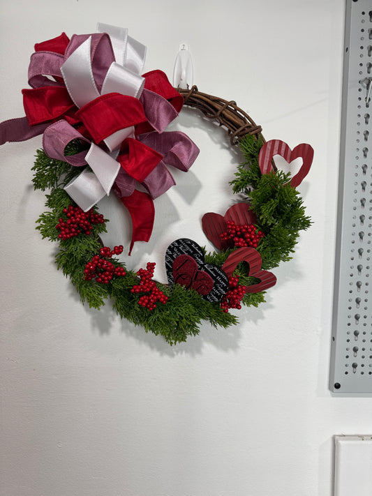 Medium Cedar Valentine Wreath with Bow
