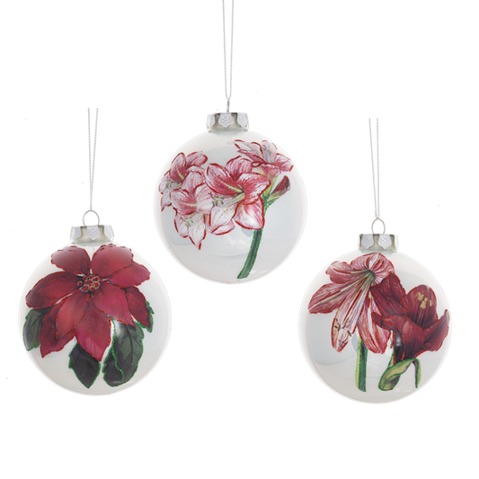 FLORAL BALL GLASS ORNAMENT