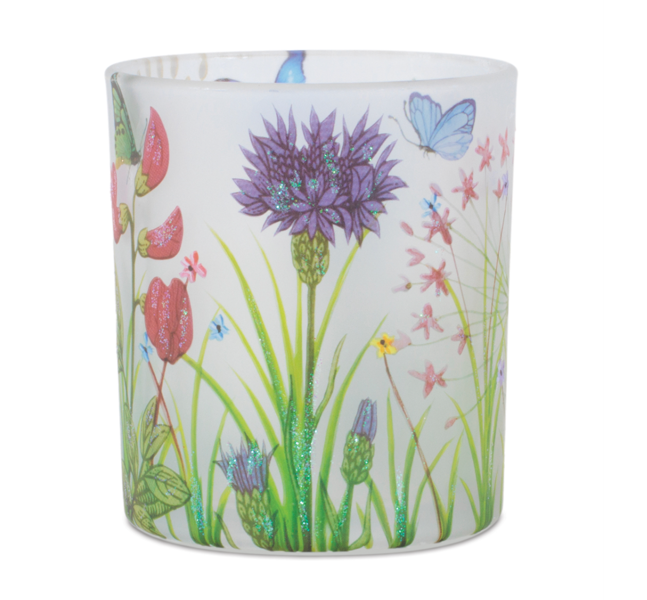 Floral Motif Glass Votive Holder