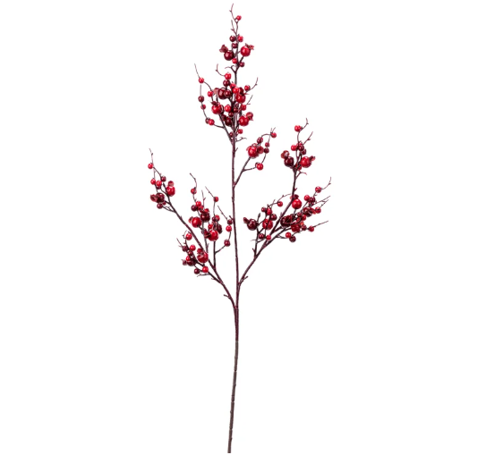 Red and Burgundy Berry Twig Spray