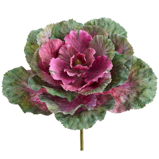 10" Ornamental Cabbage Pick  Fuchsia Green