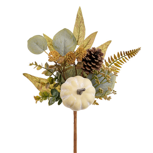 12" Pumpkin and Pinecone mixed pick