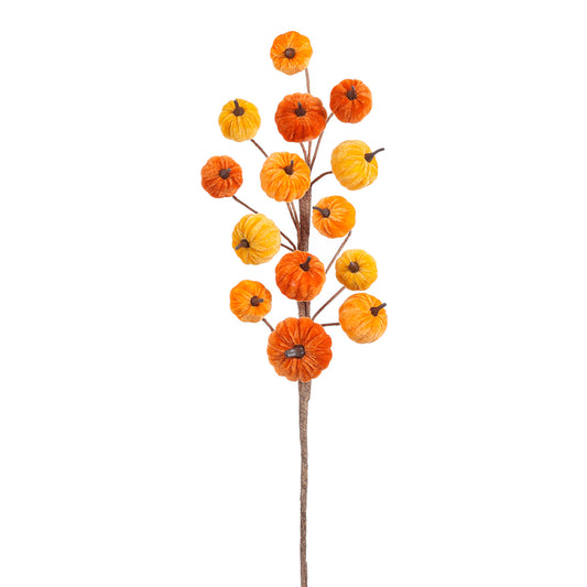 30" Velvet Pumpkin Spray  Orange Two Tone