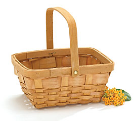 SMALL WOOD CHIP BASKET WITH HANDLE
