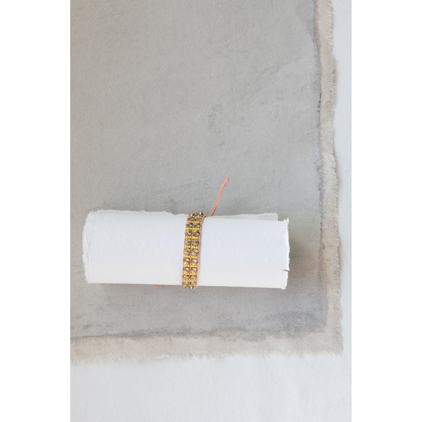 Cotton, Metal and Glass Bead Drancy Bracelet